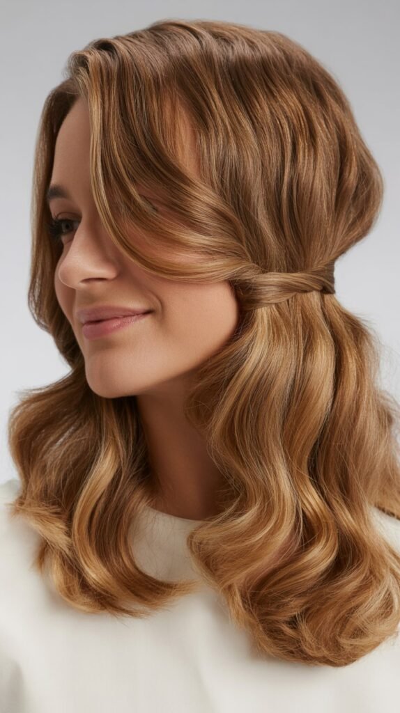 Layered Hair with Twist-Back Sections