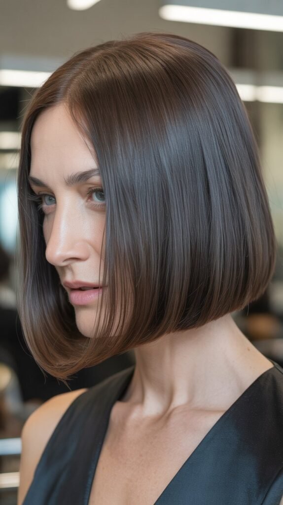 Sleek Straight Bob with Middle Part