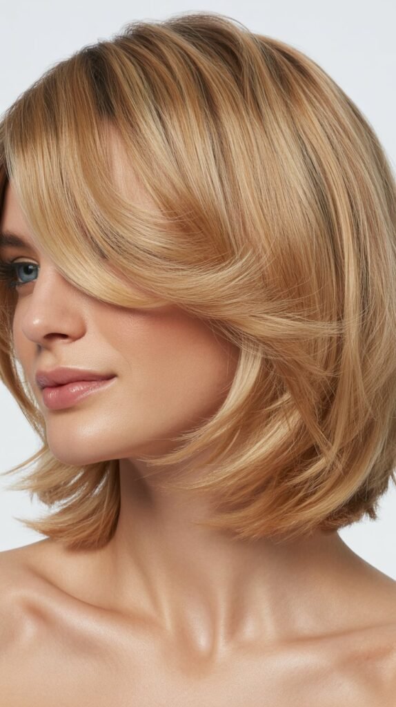 Natural Texture Bob with Flowing Side Bangs