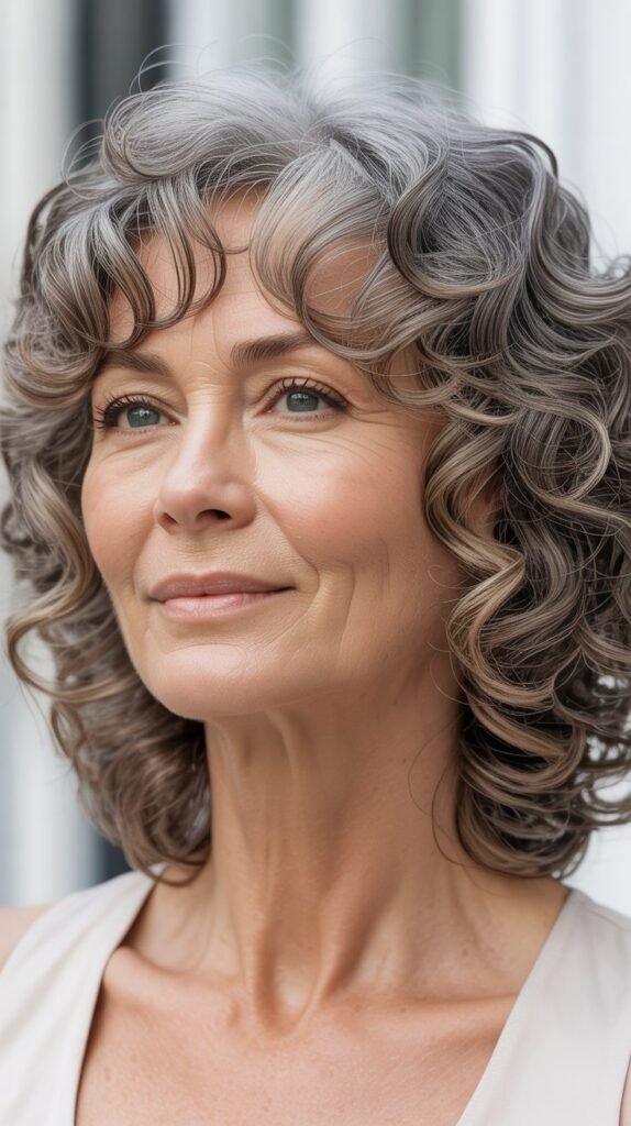 Curly Shag with Curtain Bangs