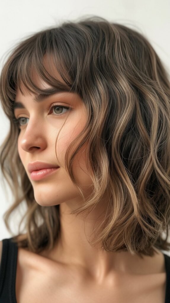 Tousled Lob with Piecey Bangs