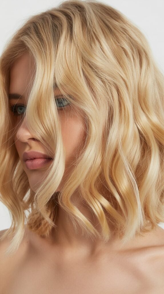  Wavy Vanilla Blonde Lob