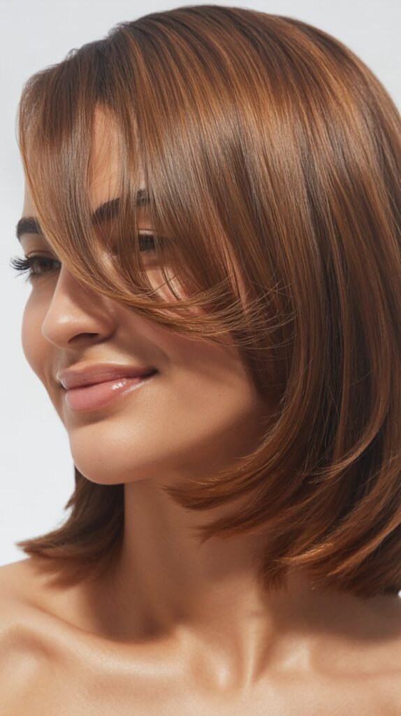 Sleek Midi with Swoopy Side Bangs