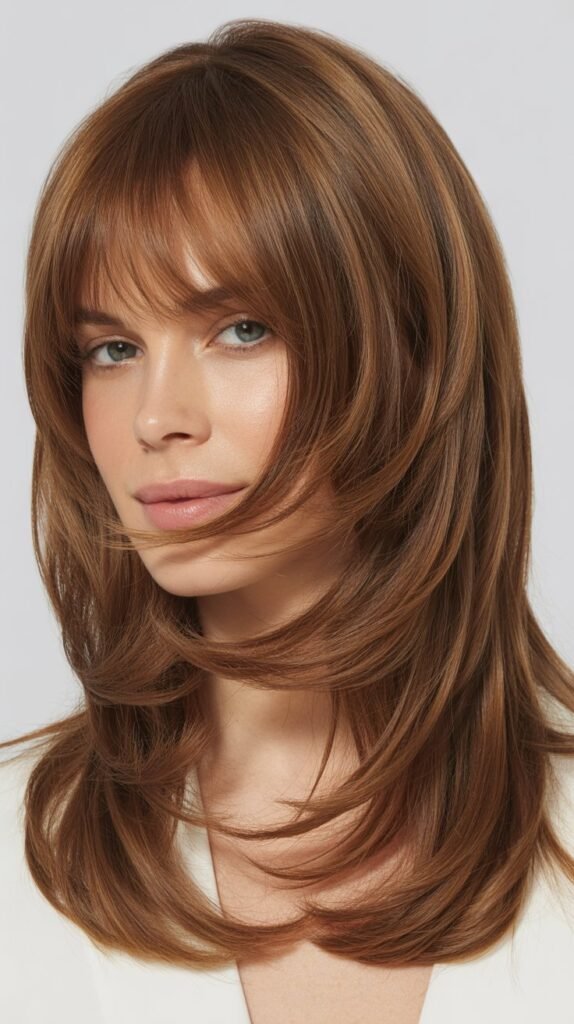 Curtain Bangs with Long Layers