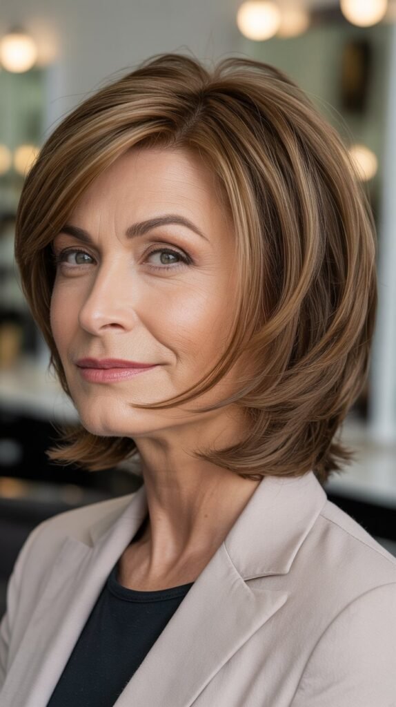 Layered Bob with Long Side Bangs for Versatile Styling