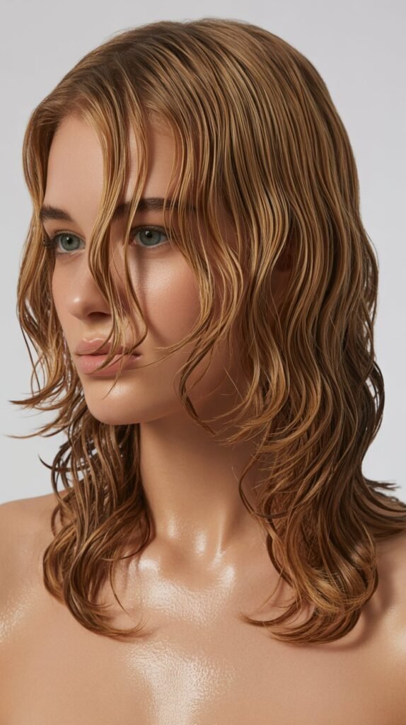  Layered Hair with Wet Look Styling