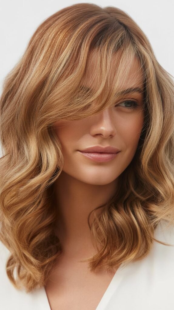 Swoopy Bangs With Bouncy Waves