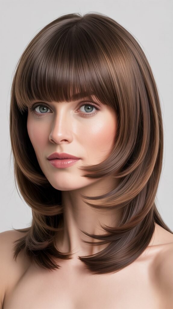 Smooth Layers with Full Straight-Across Bangs