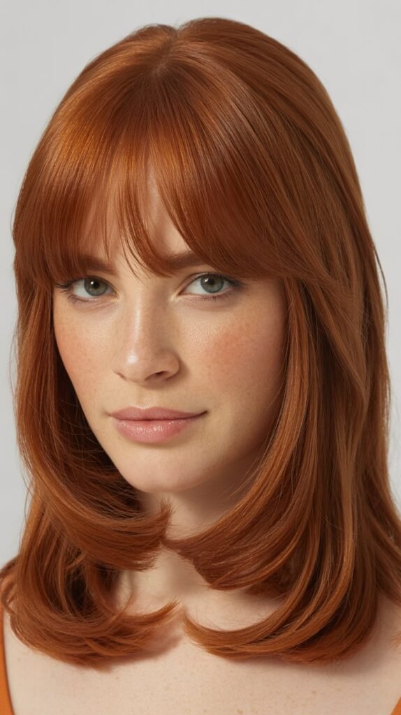 Curtain Bangs with Natural Auburn