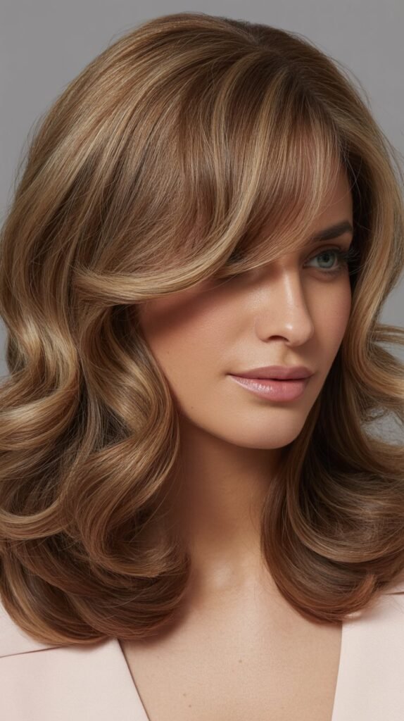 Side-Swept Curtain Bangs with Volume