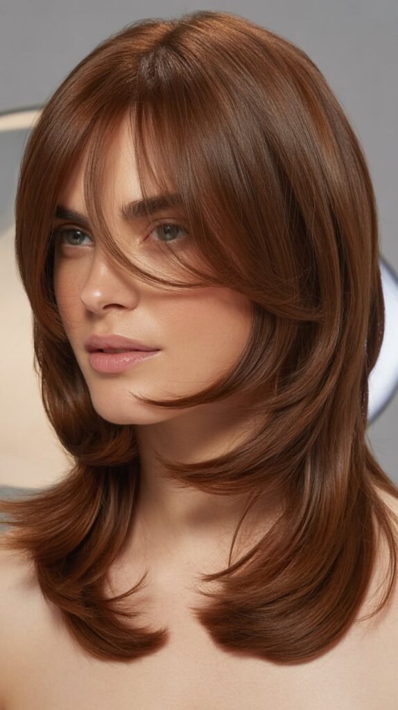 Long Layers with Curtain Bangs