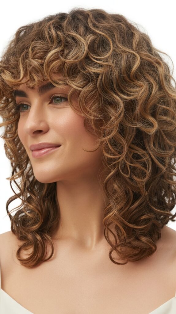  Layered Curls with Fringe Bangs