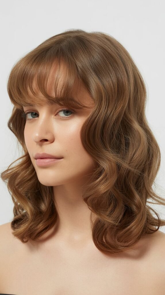 Curtain Bangs with Loose, Bouncy Curls