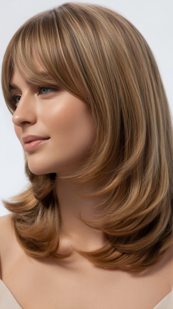 Layered Midi With Arched Bangs