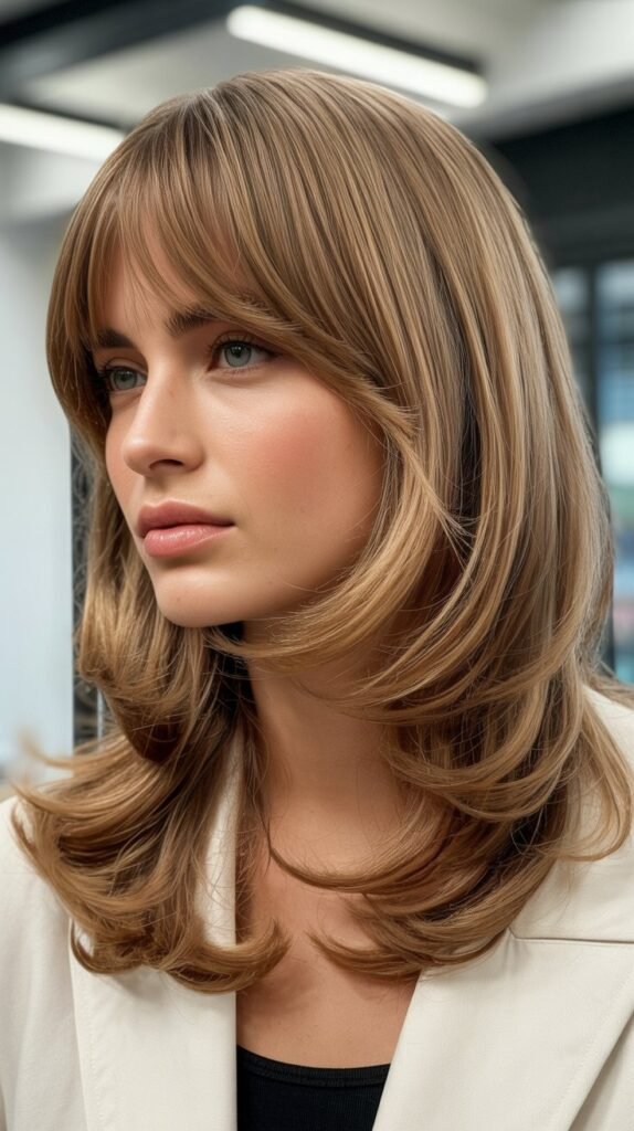 Curtain Bangs with Layered Length