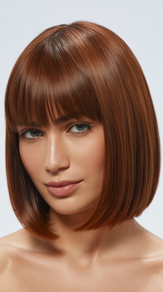 Blunt Medium Bob with Straight Across Bangs