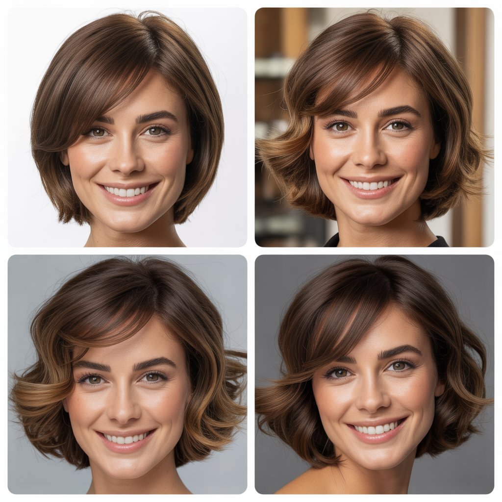 Stacked Layers Bob with Side Part Bangs