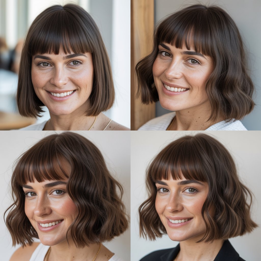 Blunt Lob with Long Bangs