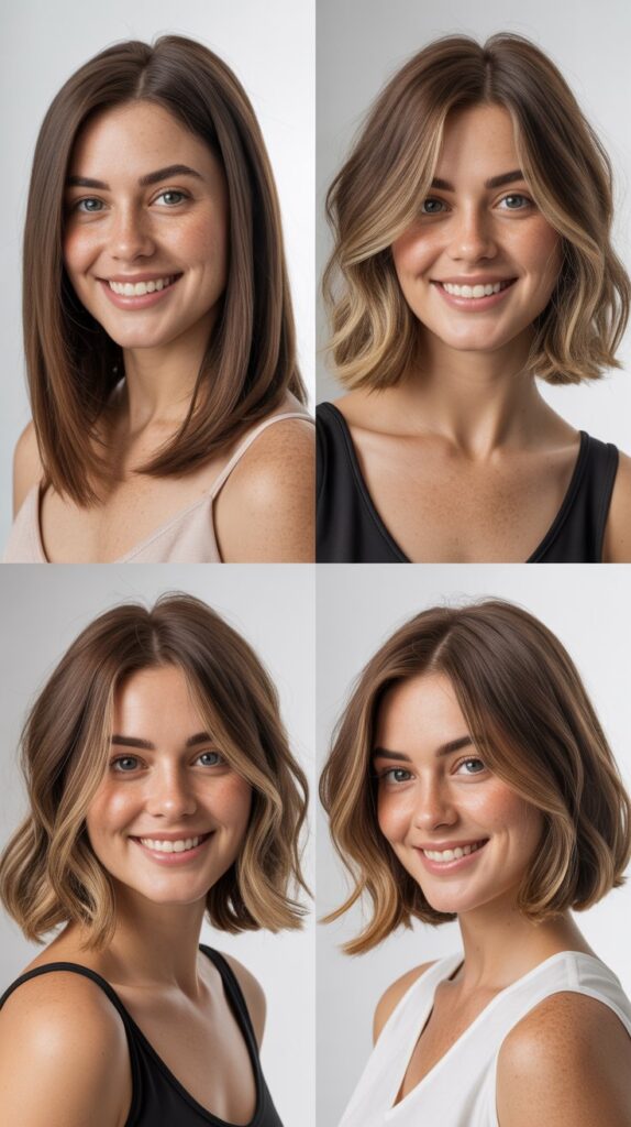  Long Layered Bob for Round Faces