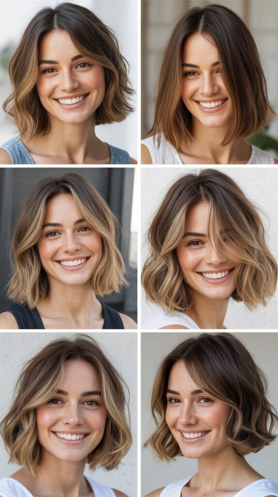  Layered Lob with Side-Swept Face Framing
