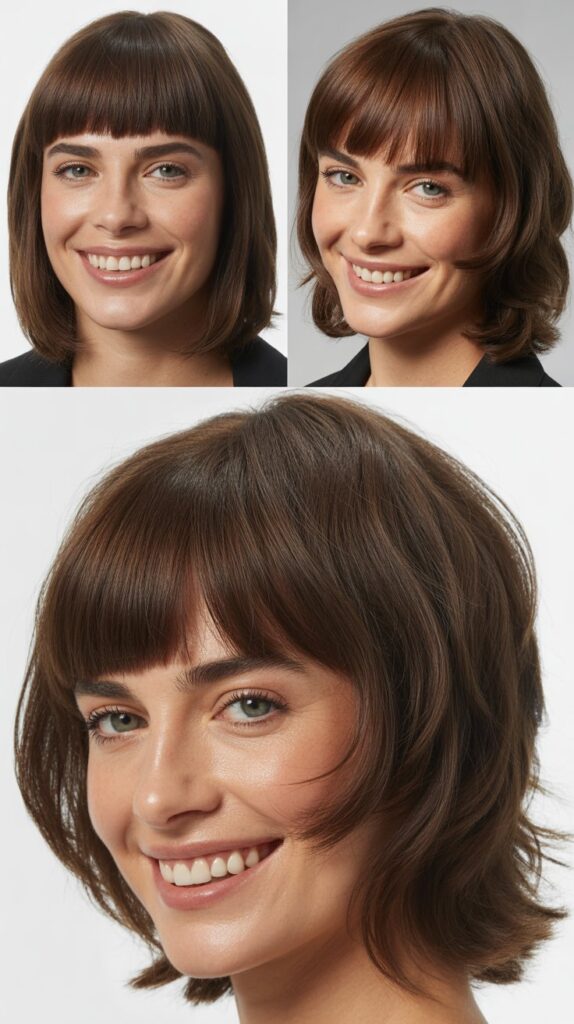 Textured Blunt Bangs with Medium Hair