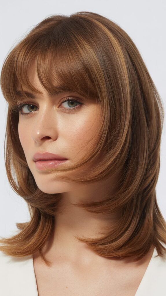 Medium Hair With Bardot Bangs