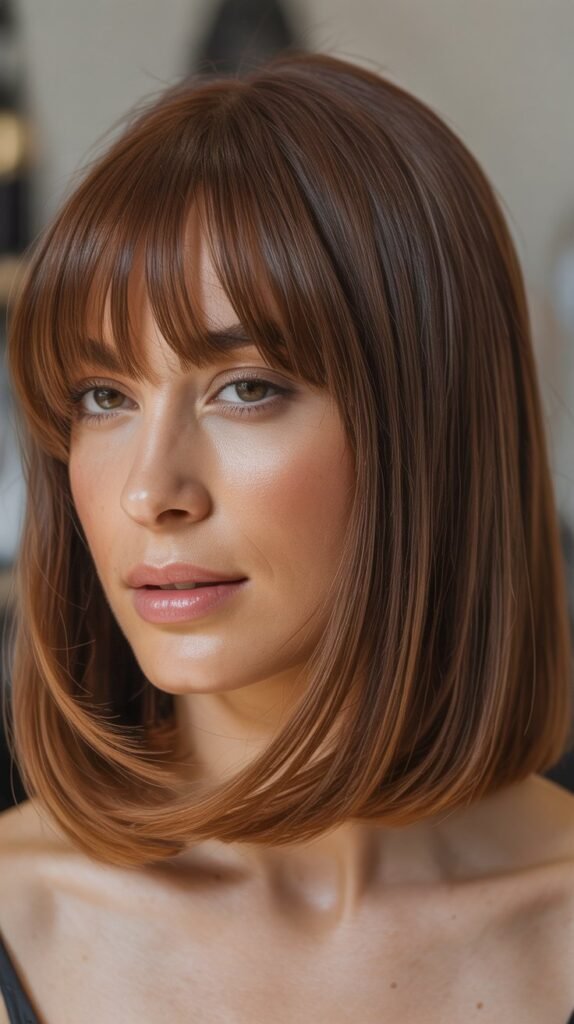 Medium Lob With Baby Bangs