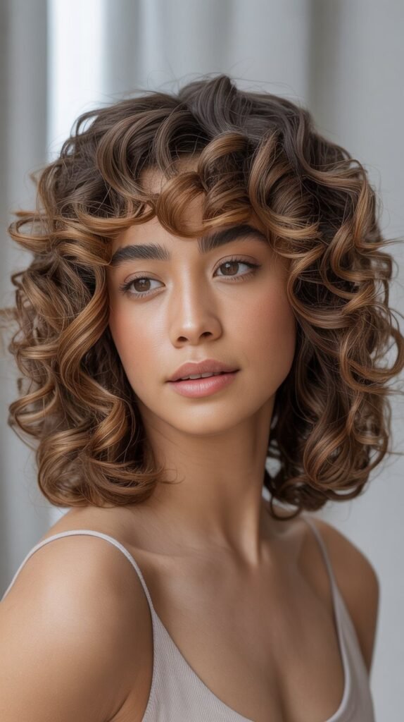  Curly Lob with Curly Bangs