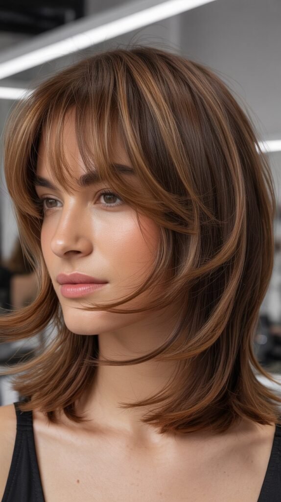 Layered Lob with Textured Bangs