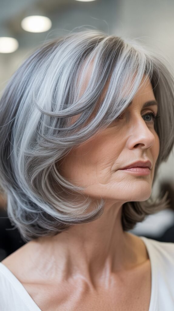 The Silver/Gray Layered Bob