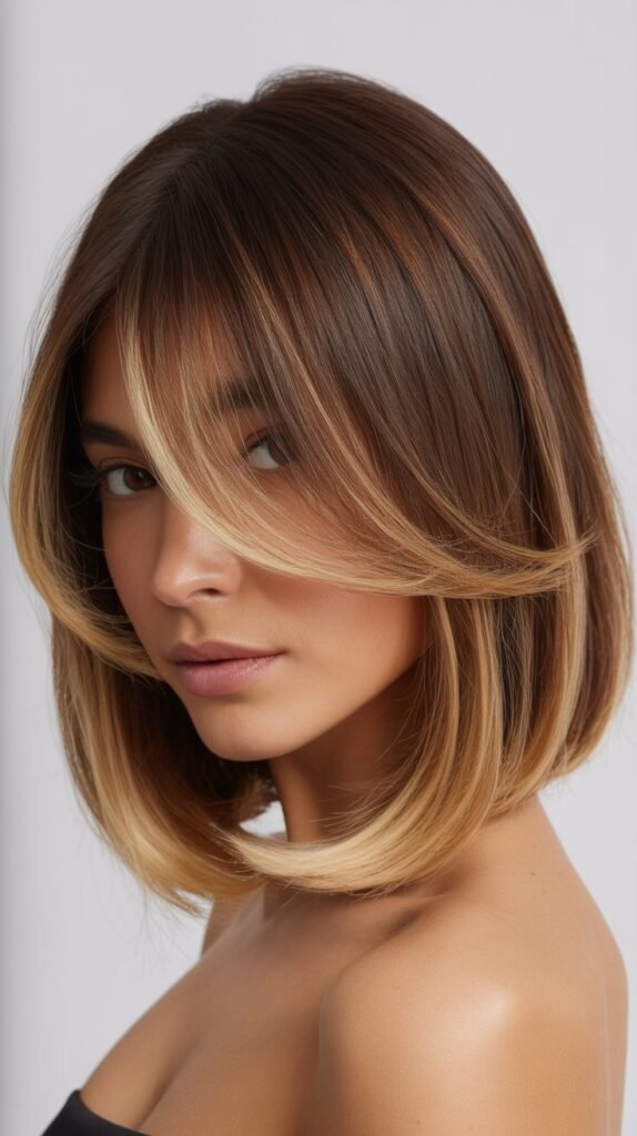 Ombre Lob with Swoopy Bangs