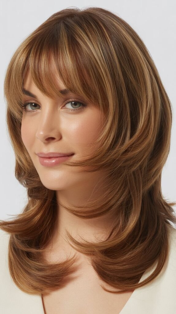 Medium Layered Hair With Graduated Bangs