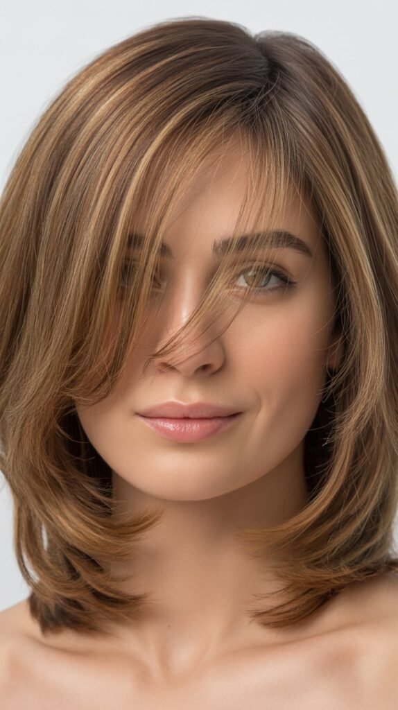 Layered Lob with Swoopy Bangs