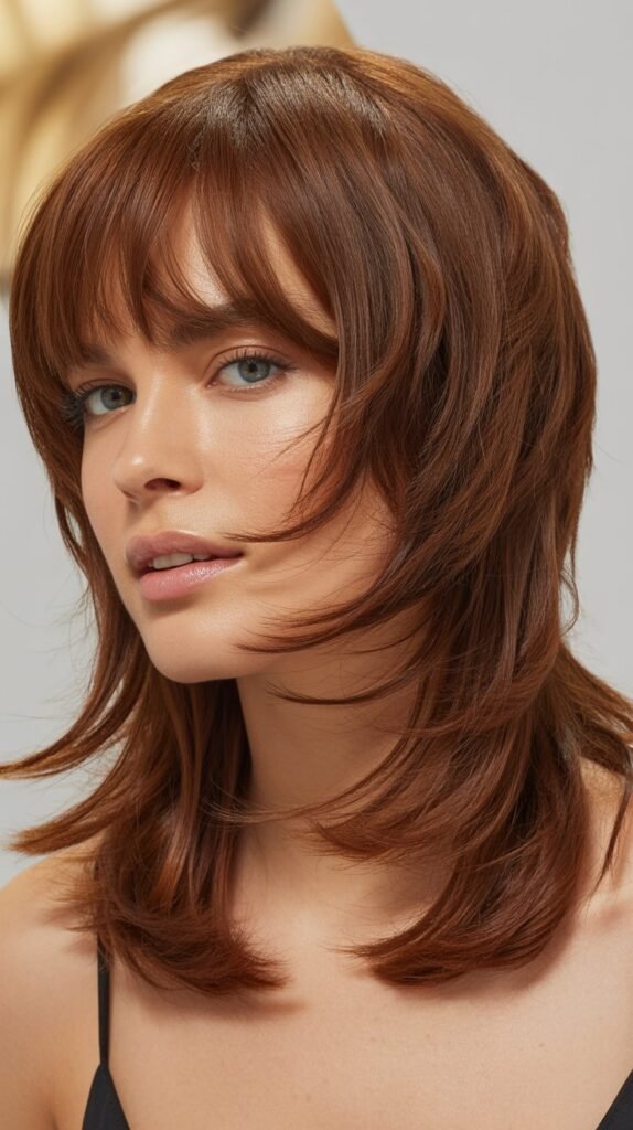 Shaggy Layers with Face-Framing Bangs