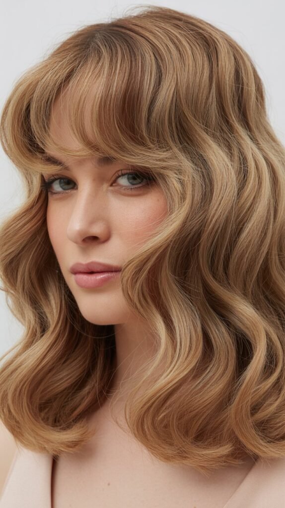 Rounded Curtain Bangs With Soft Waves
