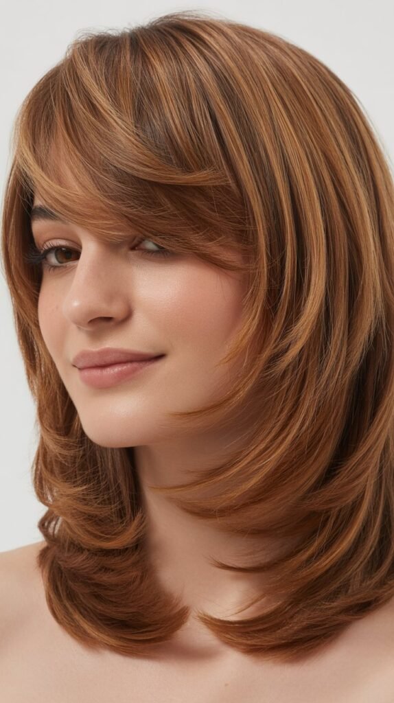 Cascading Layers with Wispy Side-Swept Fringe