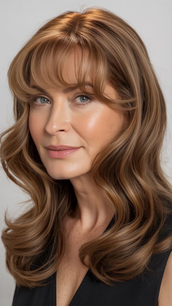  Curtain Bangs with Long Flowing Waves