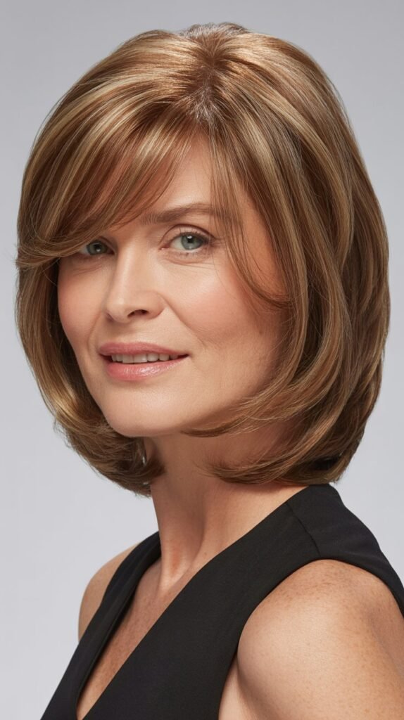 The Layered Bob with Curtain Bangs