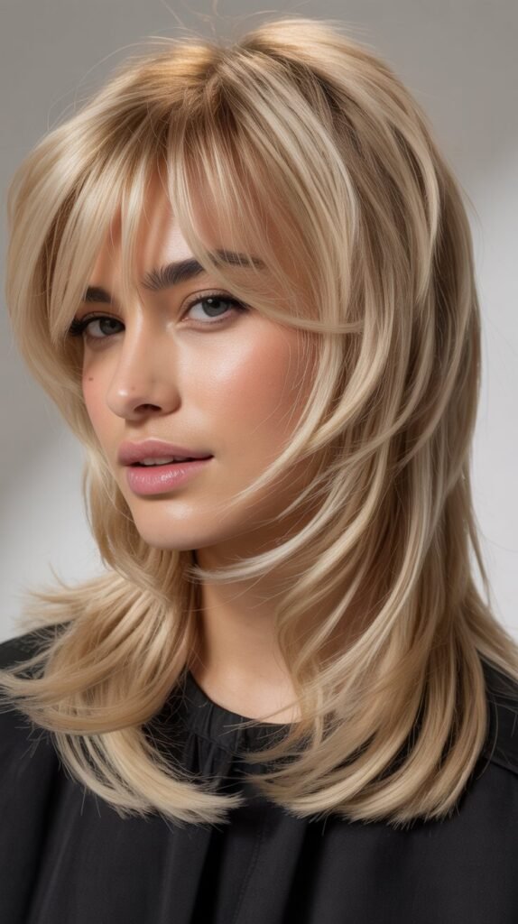 Choppy Bangs with Vanilla Blonde Shattered Layers