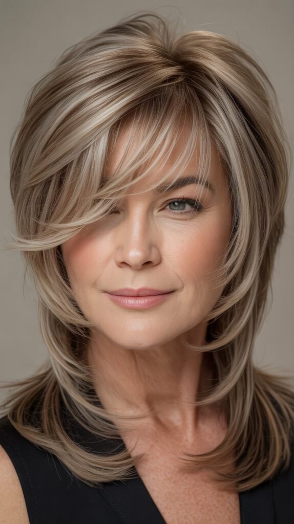  Feathered Asymmetrical Bangs