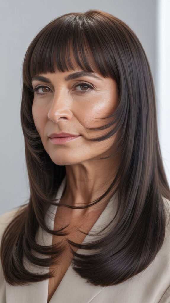 Micro Fringe with Sleek Long Hair