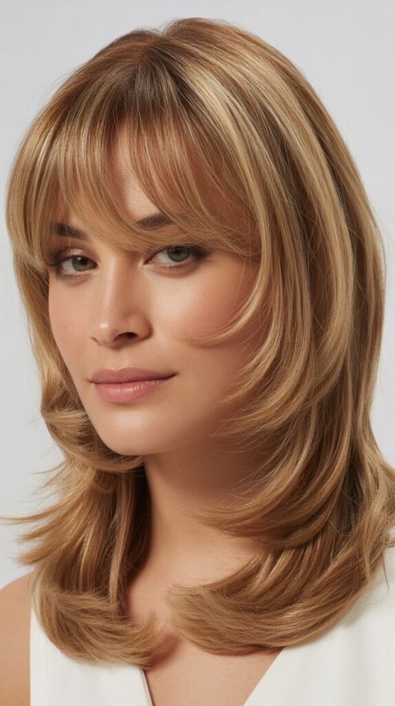 Arched Bangs with Face-Framing Layers