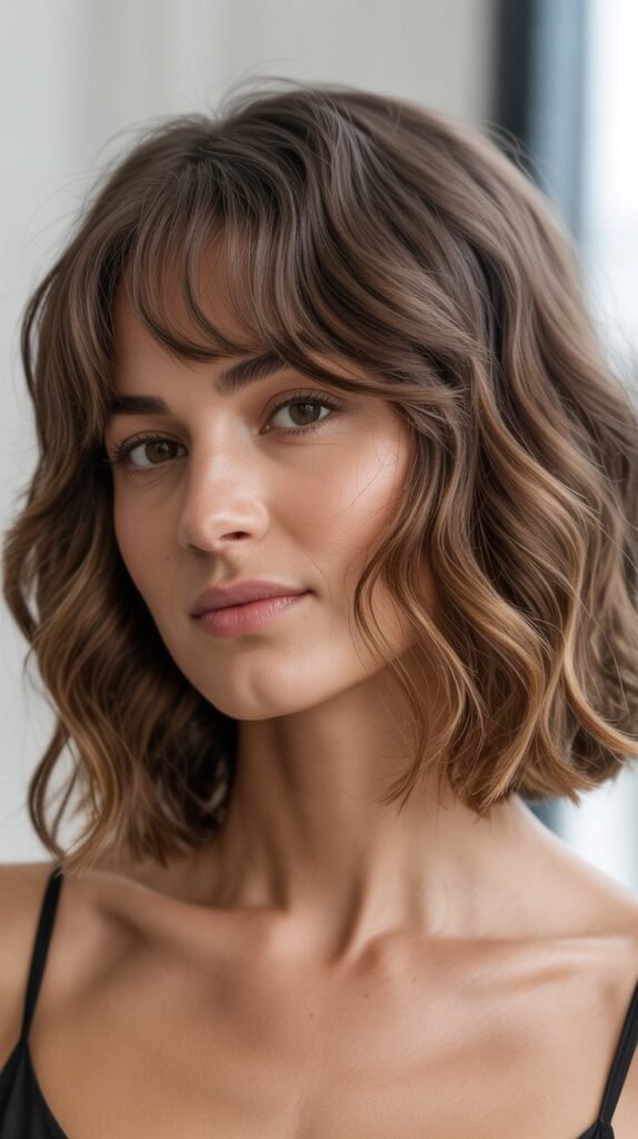 Wavy Bob with Curtain Bangs