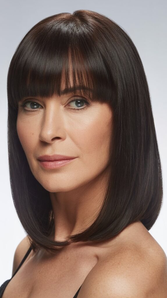 Micro Bangs with Sleek Straight Hair