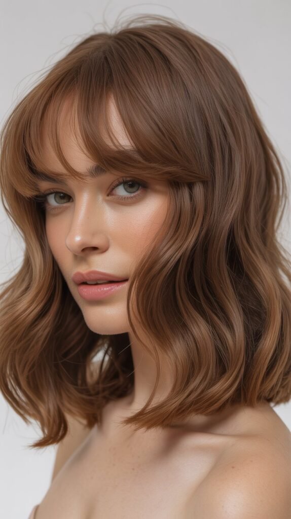 Natural Lob with Natural Bangs