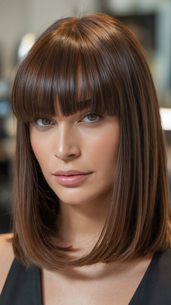Blunt Medium Cut With Heavy Bangs
