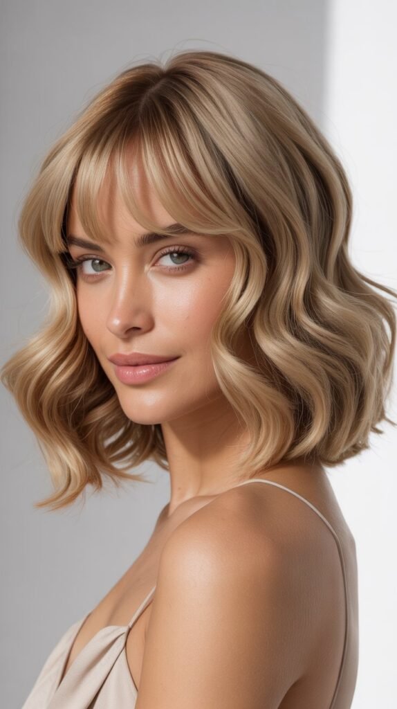 Wavy Midi with Curtain Bangs