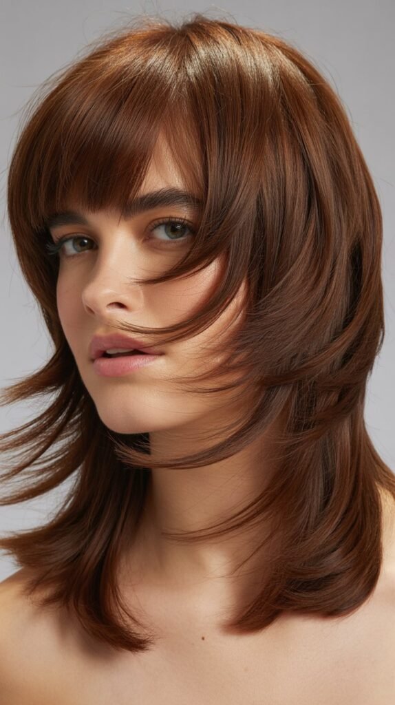 Flicked Layers with Choppy Bangs