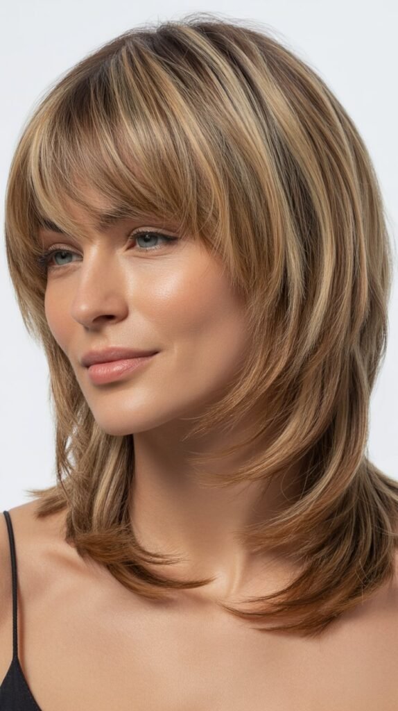 Grown-Out Bangs with Layered Medium Cut