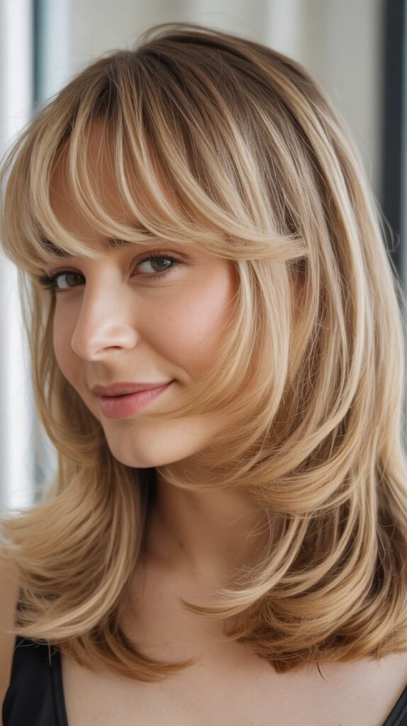 Soft Layers with Rounded Bangs